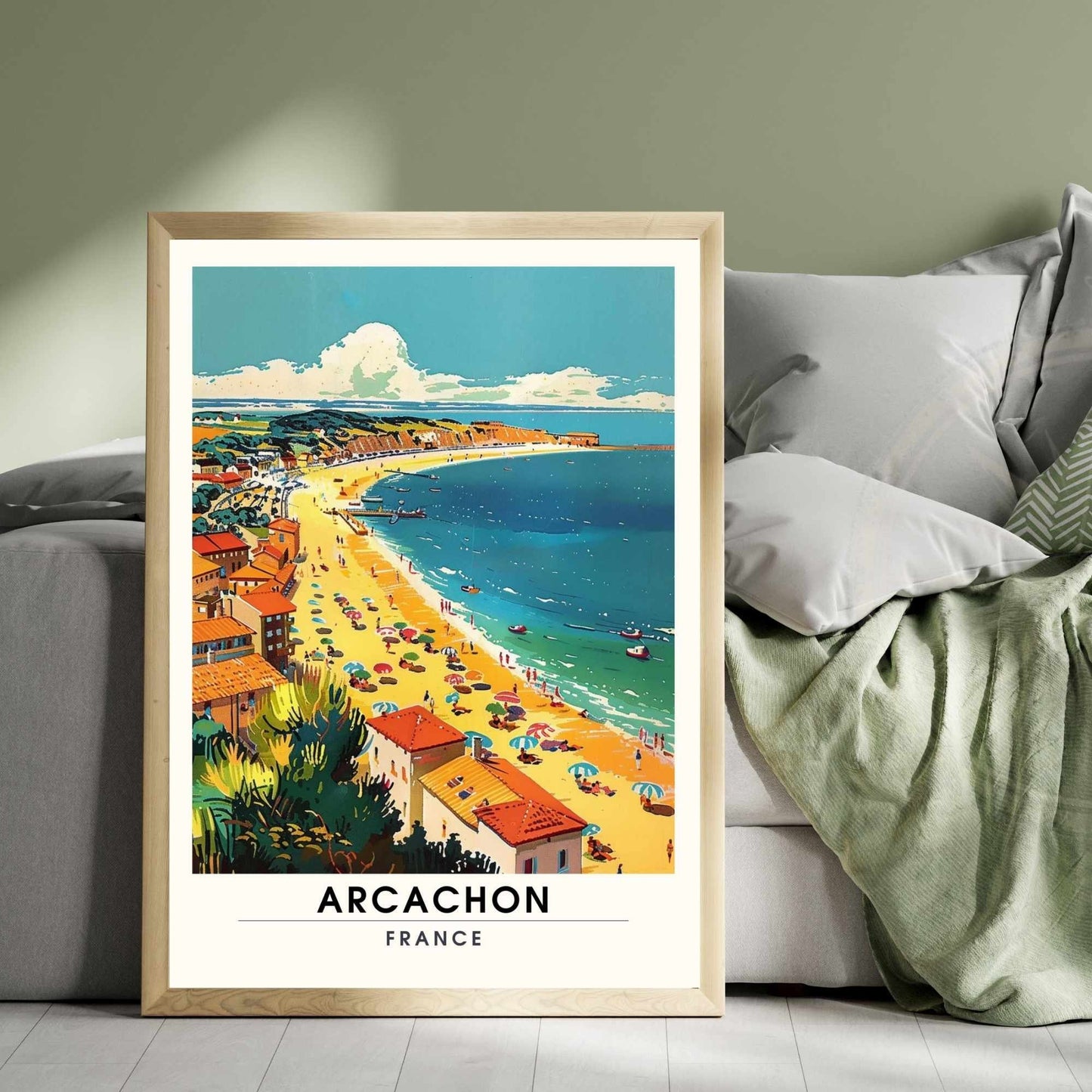 Impression Arcachon | Affiche Arcachon, France | Plage d'Arcachon - Vintage