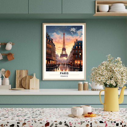 Impression Paris | Affiche de Voyage Paris | Impression de Voyage Paris, France - Affiche Tour Eiffel