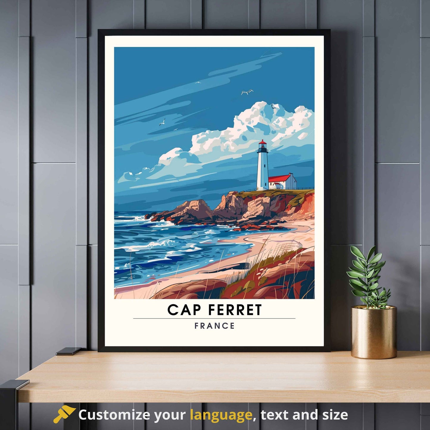 Impression Cap Ferret | Affiche de Voyage Cap Ferret | Affiche phare de Cap Ferret