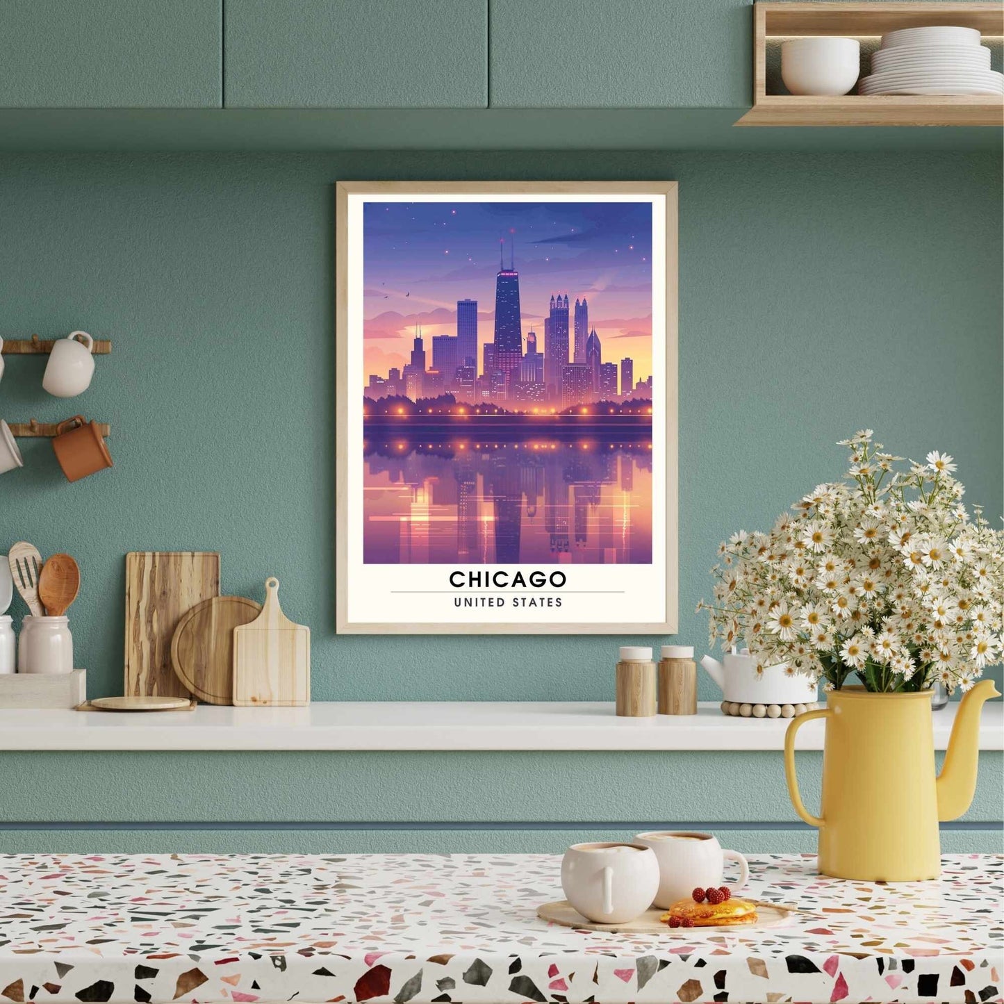 Impression Chicago | Affiche de Voyage Chicago | affiche USA - Chicago la nuit