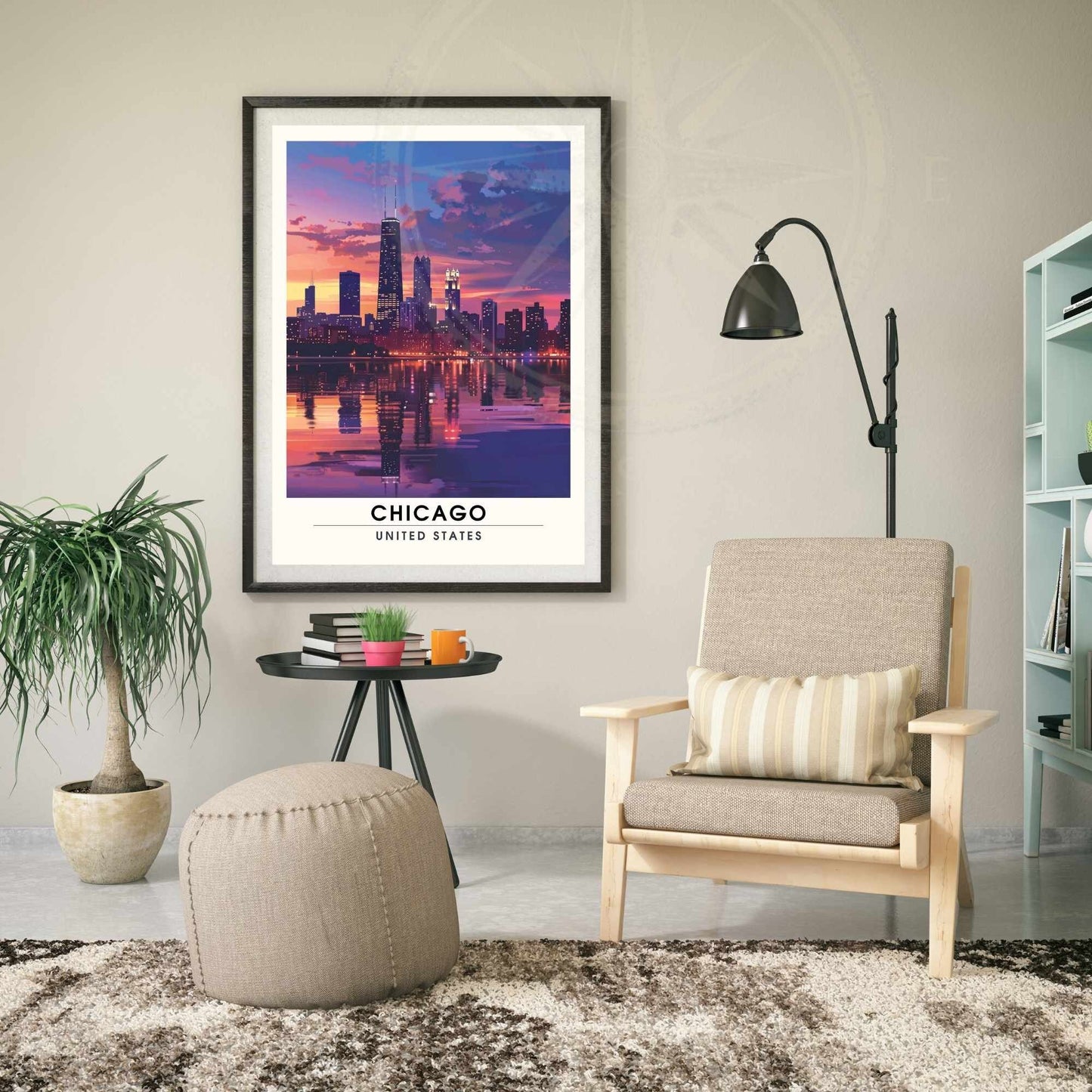 Impression Chicago | Affiche de Voyage Chicago | Chicago la nuit