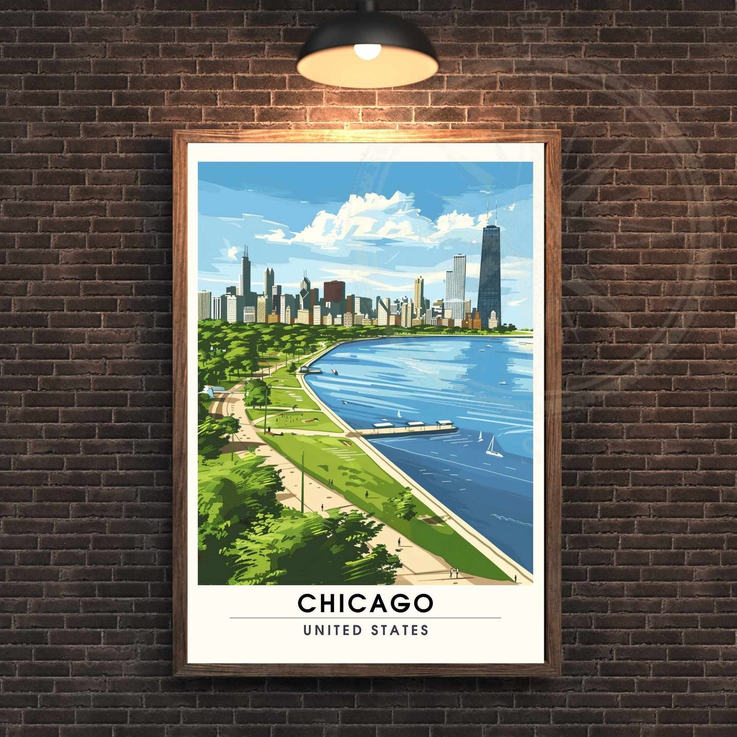 Impression Chicago | Affiche de Voyage Chicago - Vue depuis Grant Park