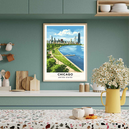 Impression Chicago | Affiche de Voyage Chicago - Vue depuis Grant Park