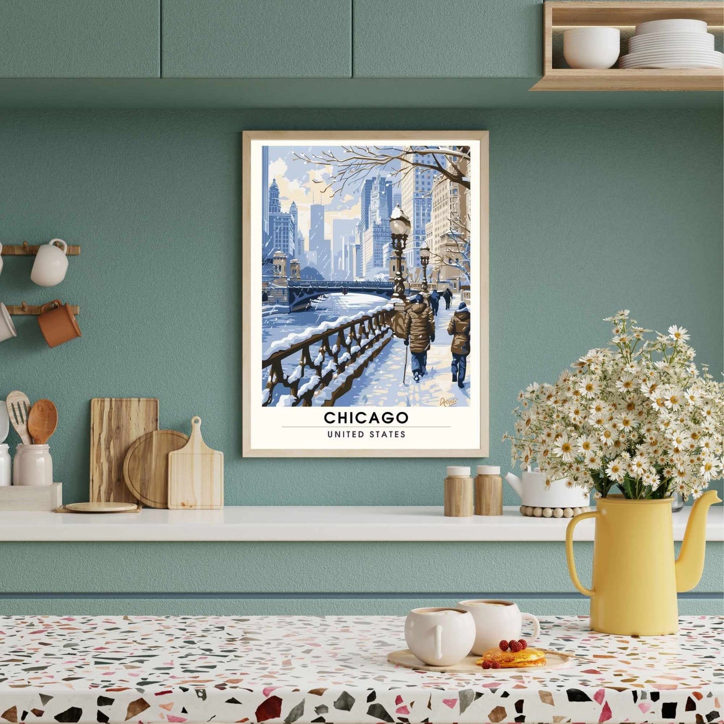 Impression Chicago | Affiche de Voyage Chicago - Chicago sous la neige