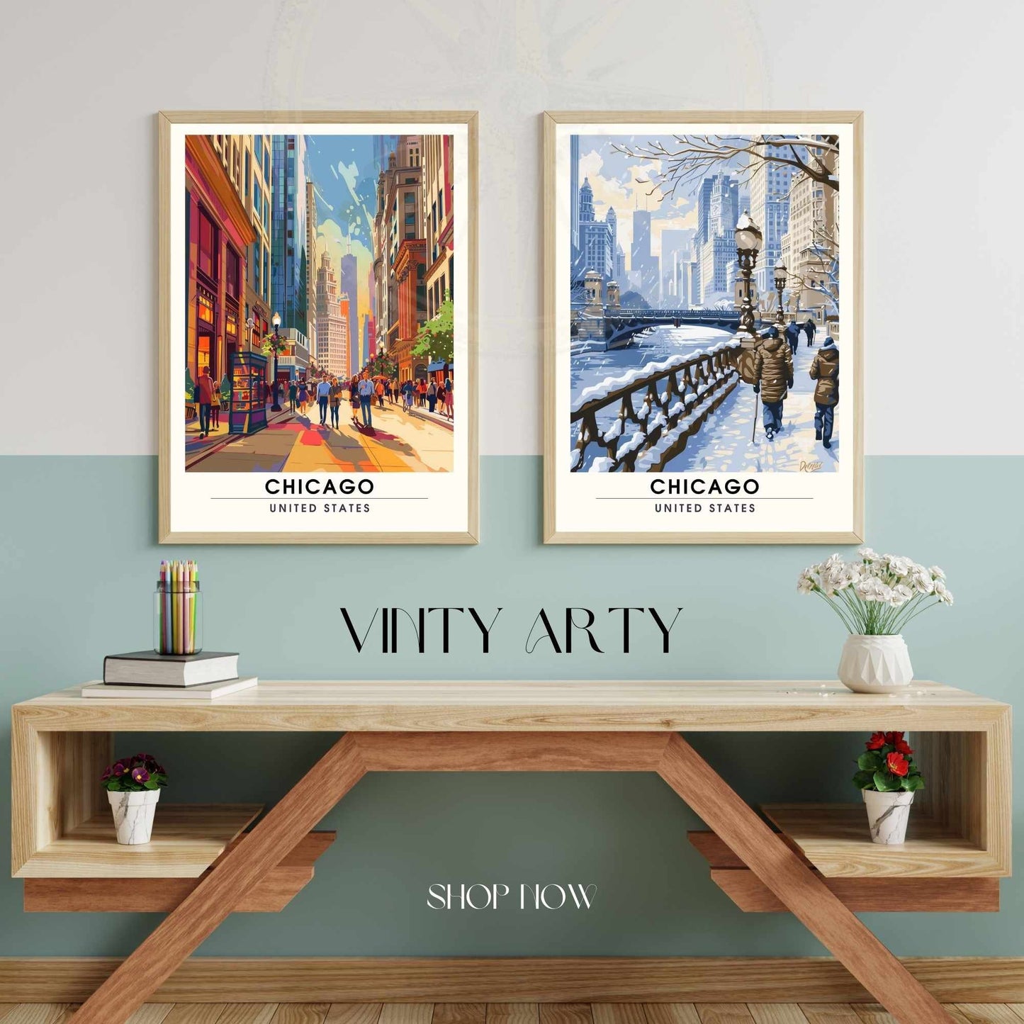 Impression Chicago | Affiche de Voyage Chicago - Chicago sous la neige