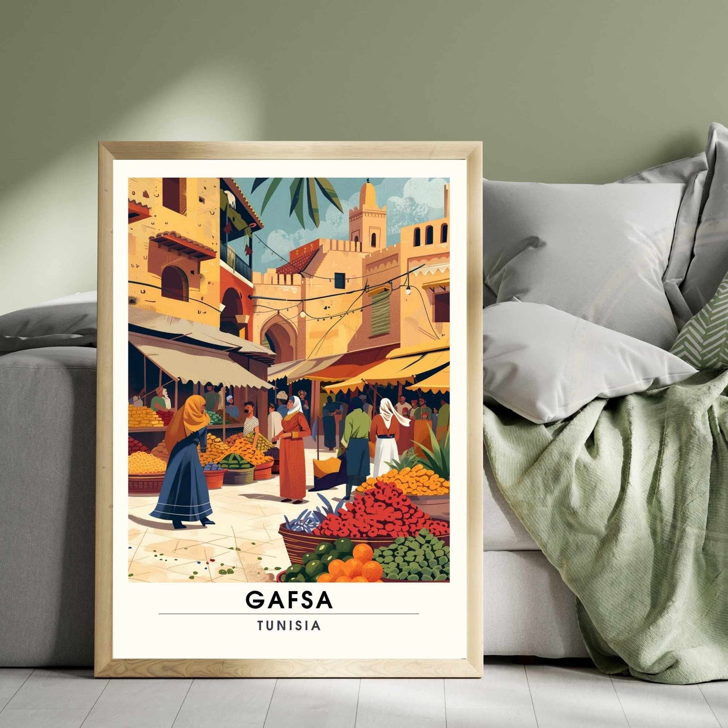 Impression Gafsa | Affiche de Voyage Gafsa, Tunisie - Souk de Gafsa