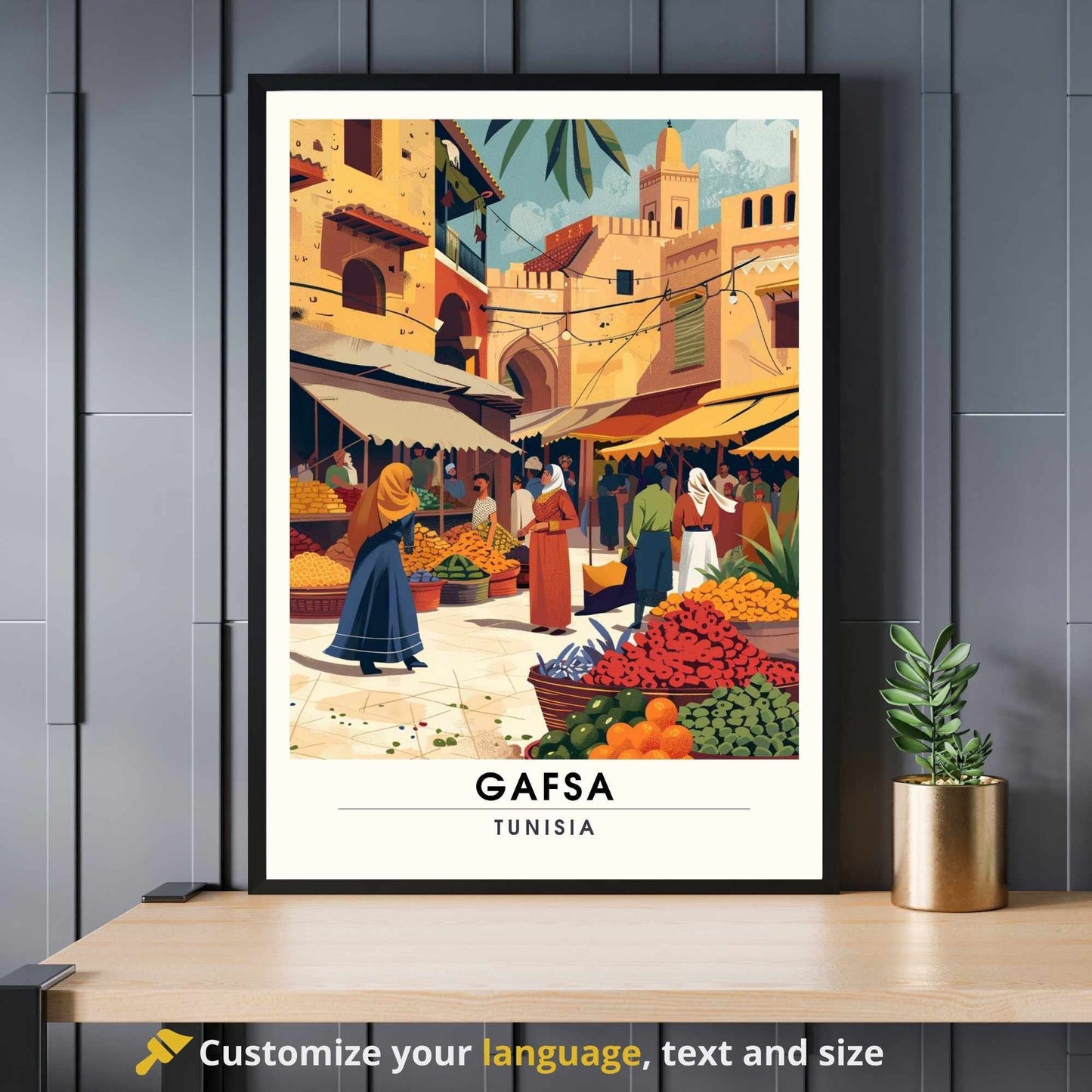 Impression Gafsa | Affiche de Voyage Gafsa, Tunisie - Souk de Gafsa