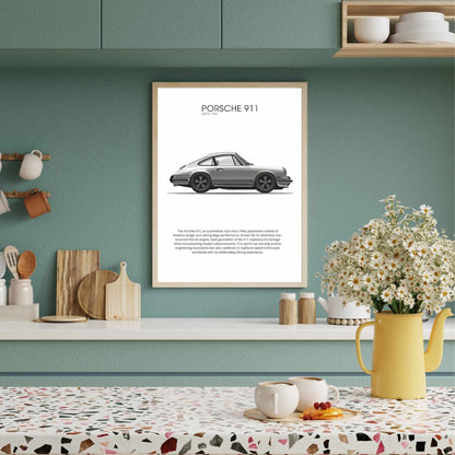 Affiche Porsche 911 | impression Porsche 911 | Porsche 911 en noir et blanc