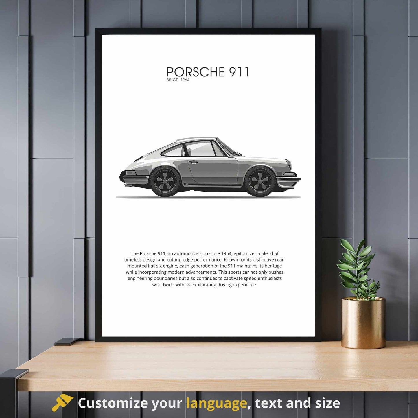 Affiche Porsche 911 | impression Porsche 911 | Porsche 911 en noir et blanc