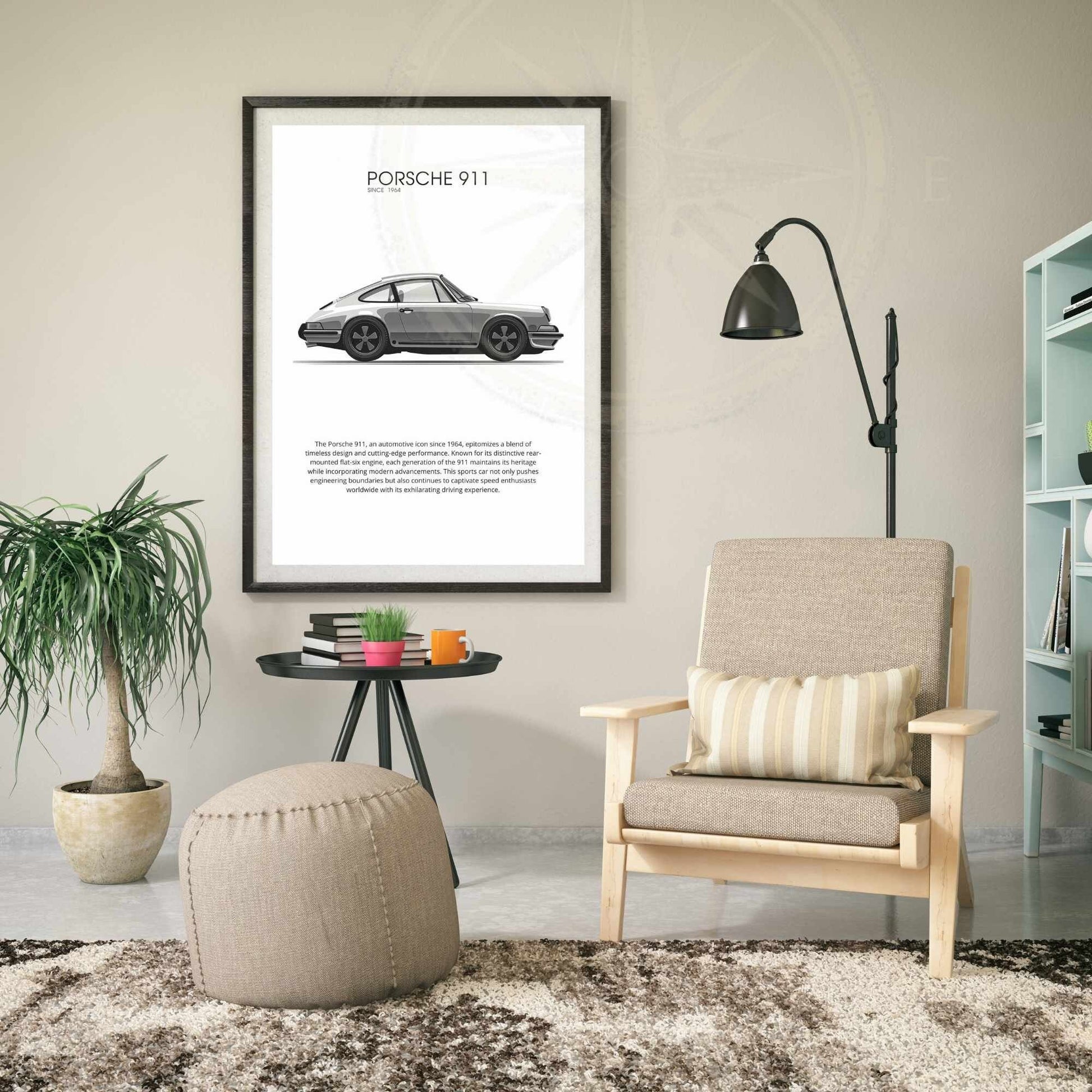 Affiche Porsche 911 | impression Porsche 911 | Porsche 911 en noir et blanc