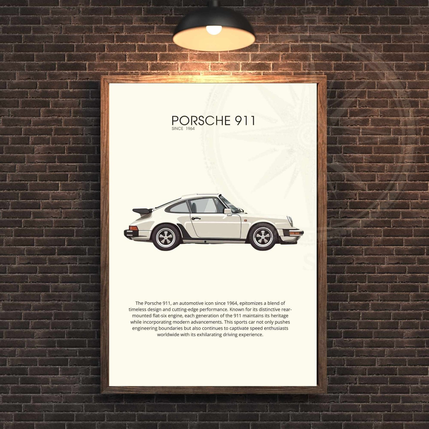 impression Porsche 911 | Affiche Porsche 911 beige | Impression voiture mythique