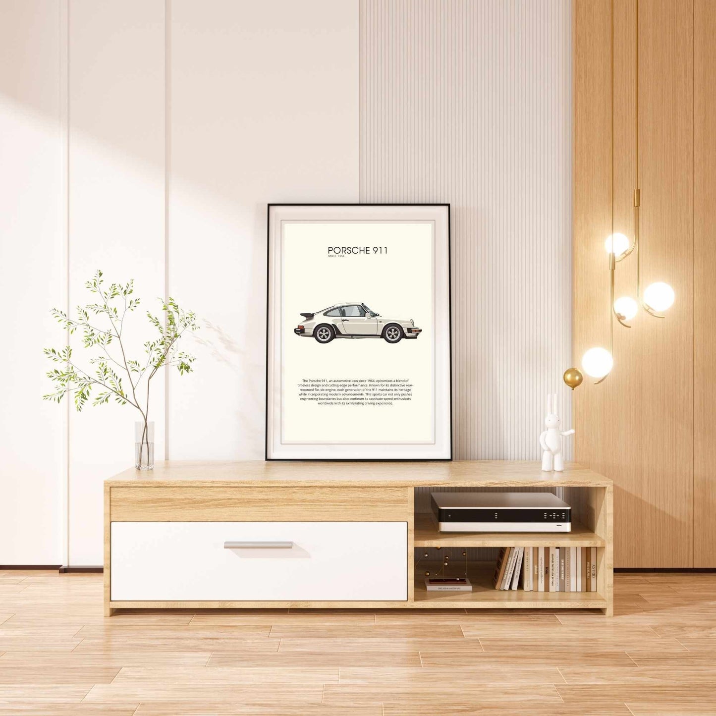 impression Porsche 911 | Affiche Porsche 911 beige | Impression voiture mythique