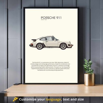 impression Porsche 911 | Affiche Porsche 911 beige | Impression voiture mythique