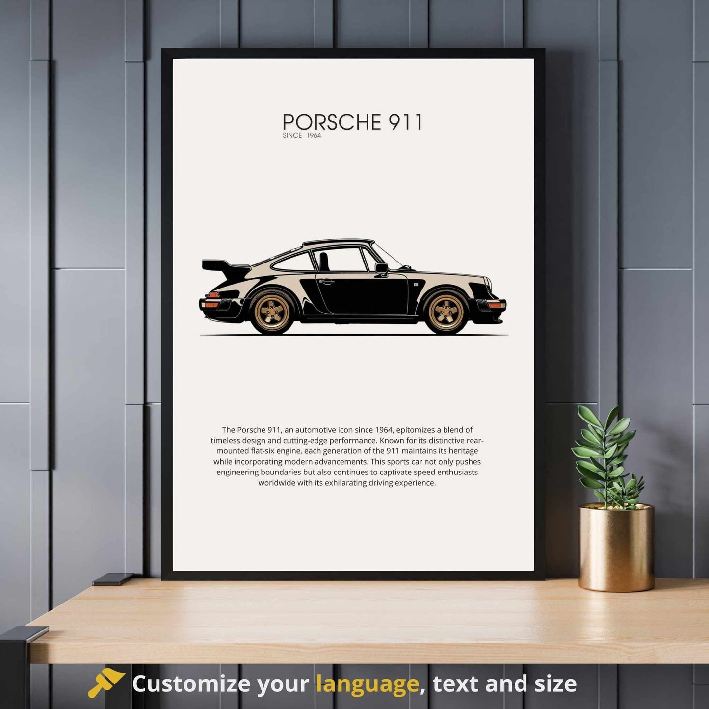 Affiche Porsche 911 | impression Porsche 911 noir | Porsche 911 noir