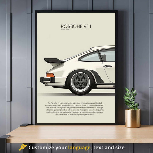 impression Porsche 911 | Affiche Porsche 911 beige | Impression voiture mythique