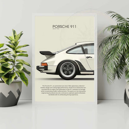 impression Porsche 911 | Affiche Porsche 911 beige | Impression voiture mythique