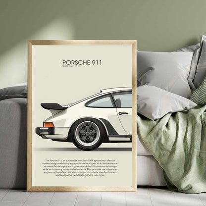 impression Porsche 911 | Affiche Porsche 911 beige | Impression voiture mythique