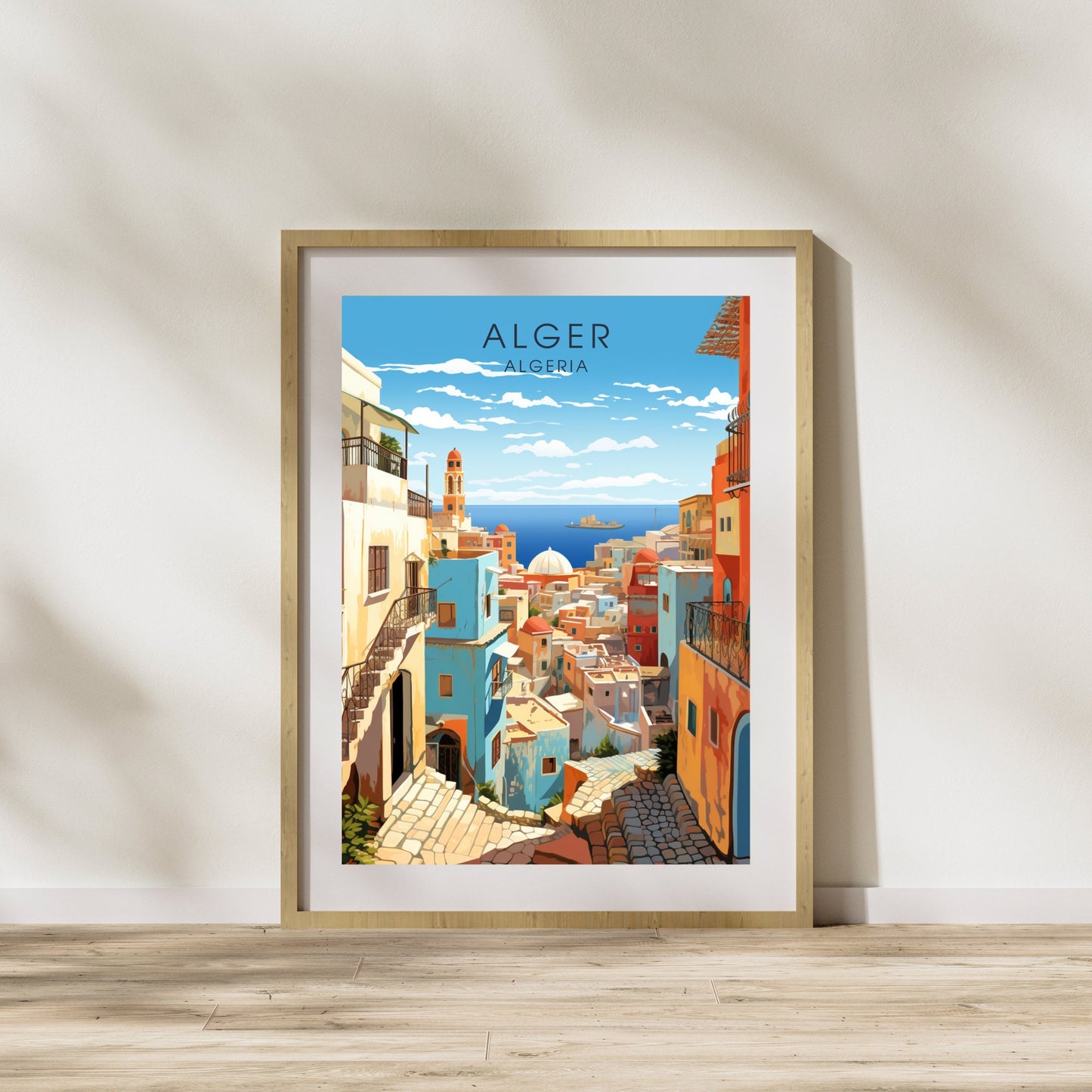 Impression de voyage Alger, Affiche digitale Algérie, affiche de voyage, Casbah