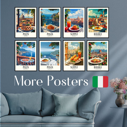 Kitchen poster | Napoli poster | Pizza print | Travel souvenir | Gift idea | Italy travel print