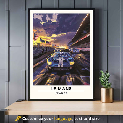 Affiche le Mans | Impression de voyage | Affiche Vintage | Le Mans la nuit