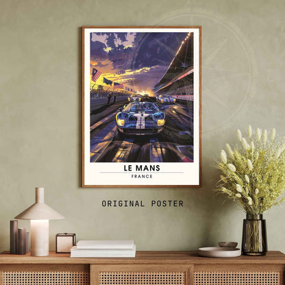 Affiche le Mans | Impression de voyage | Affiche Vintage | Le Mans la nuit