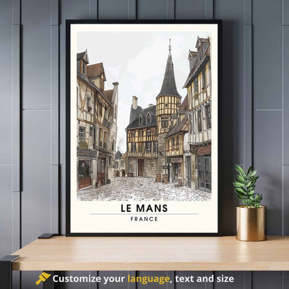 Affiche le Mans | Impression de voyage le mans | Ancienne ville du Mans