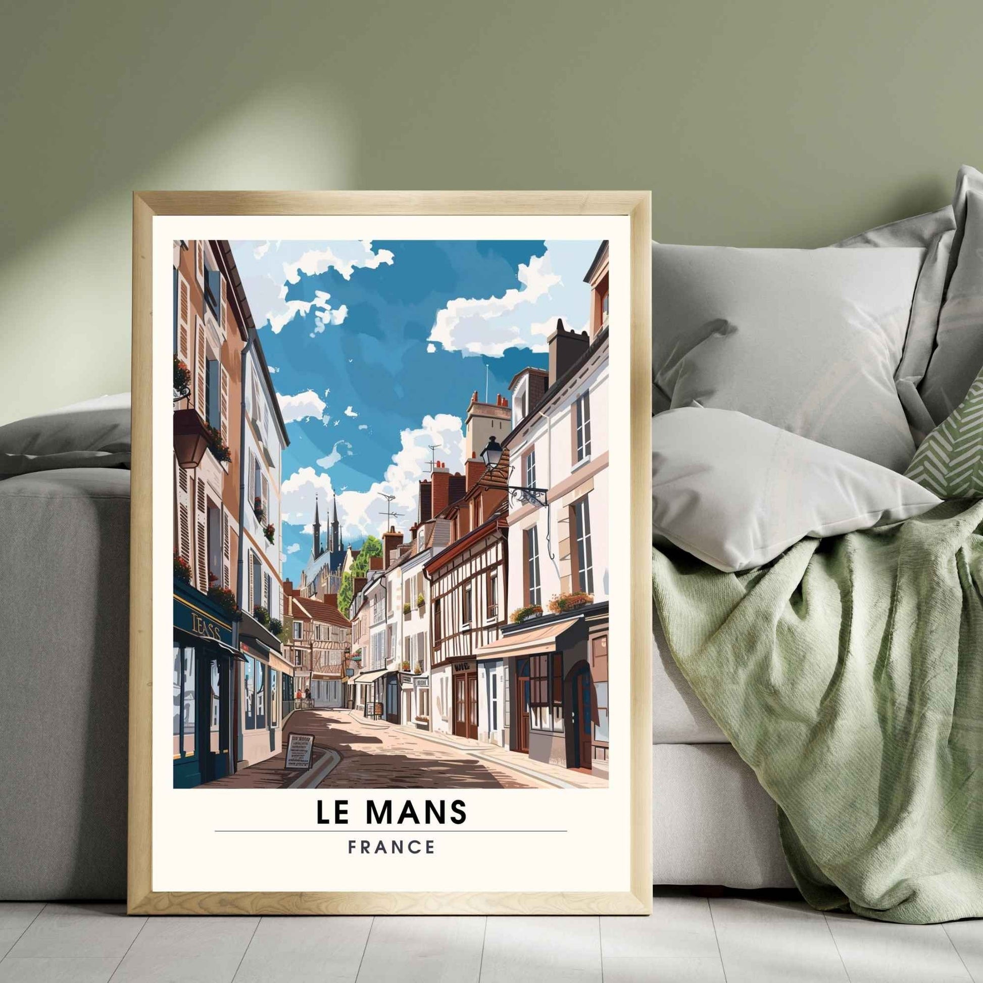 Affiche le Mans | Impression de voyage le mans | Centre ville historique du Mans