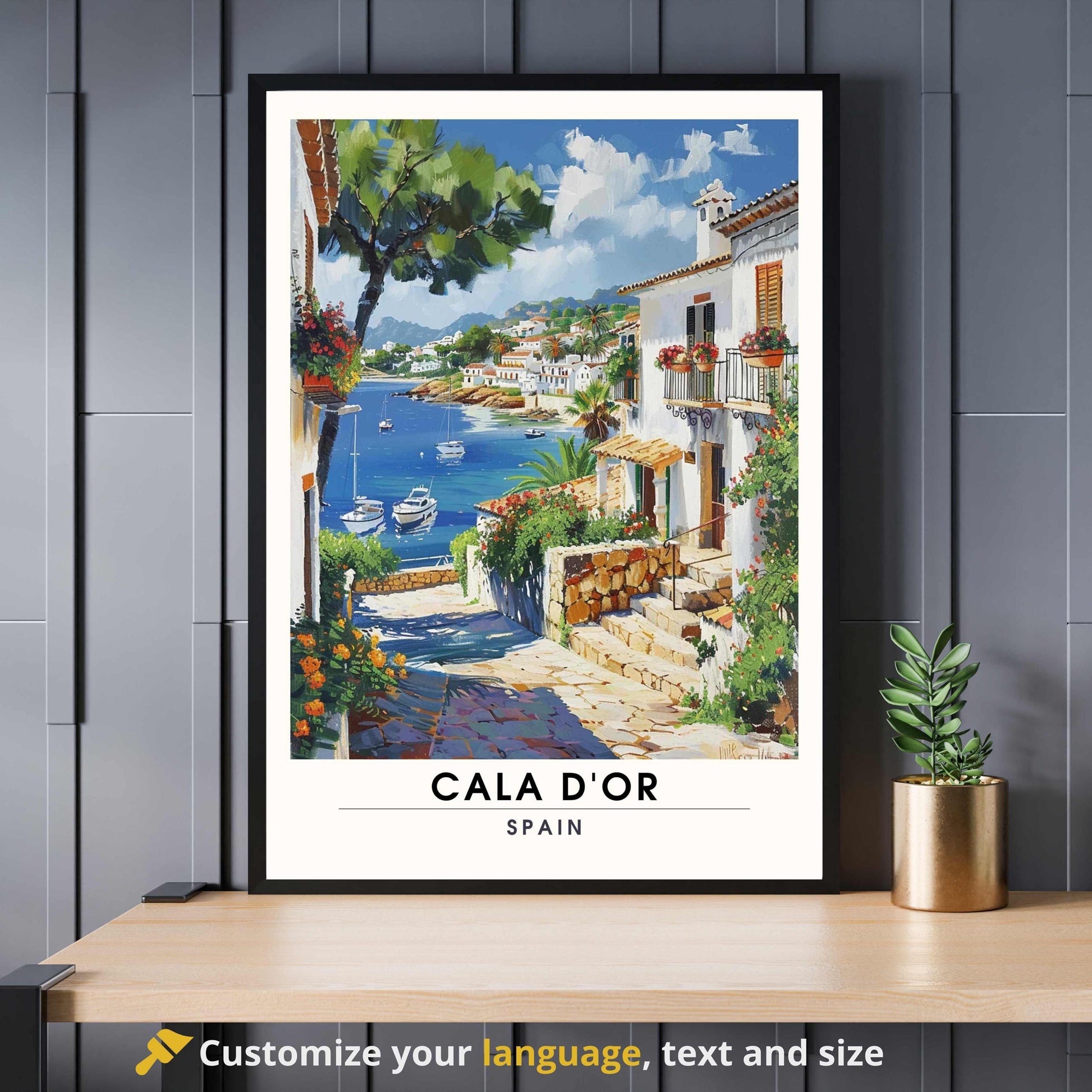 Affiche Cala D'Or, Espagne | Affiche Cala D'Or, Majorque | Affiche Majorque, Espagne - vue depuis la ville