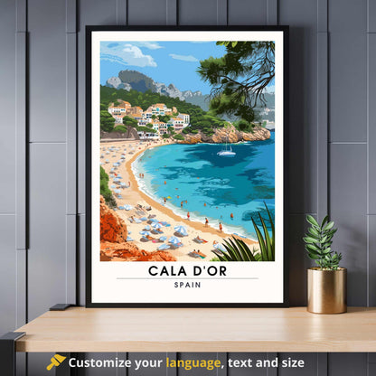 Affiche Cala D'Or, Espagne | Affiche Cala D'Or, Majorque | Affiche Majorque, Espagne - plage de Cala d'Or