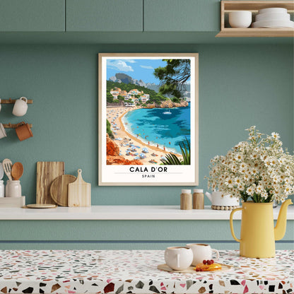 Affiche Cala D'Or, Espagne | Affiche Cala D'Or, Majorque | Affiche Majorque, Espagne - plage de Cala d'Or