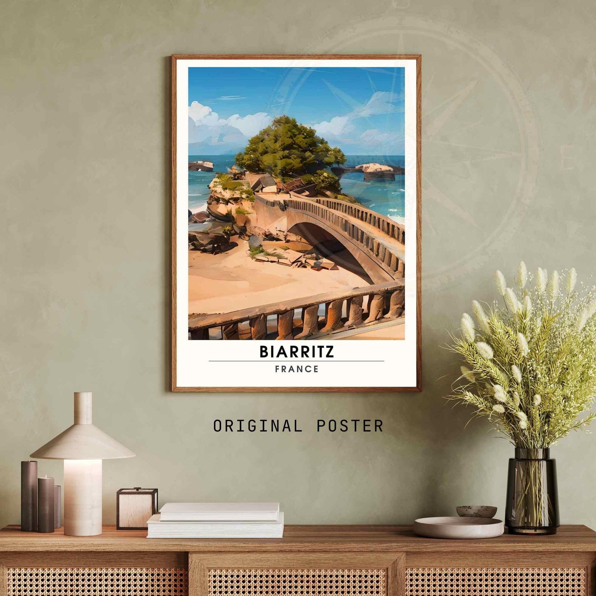 Affiche Biarritz - impression de voyage Biarritz, France - Le rocher du Basta