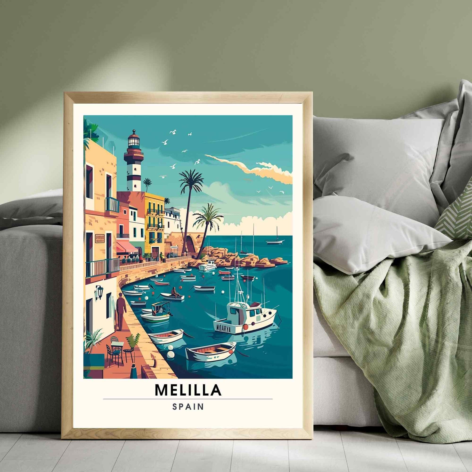 Affiche Melilla, Espagne | Affiche e voyage Melilla | Vue sur le port de Melilla