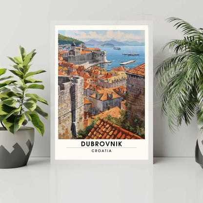 Affiche Dubrovnik, Croatie | Affiche e voyage Dubrovnik | Vue de ciel sur Dubrovnik