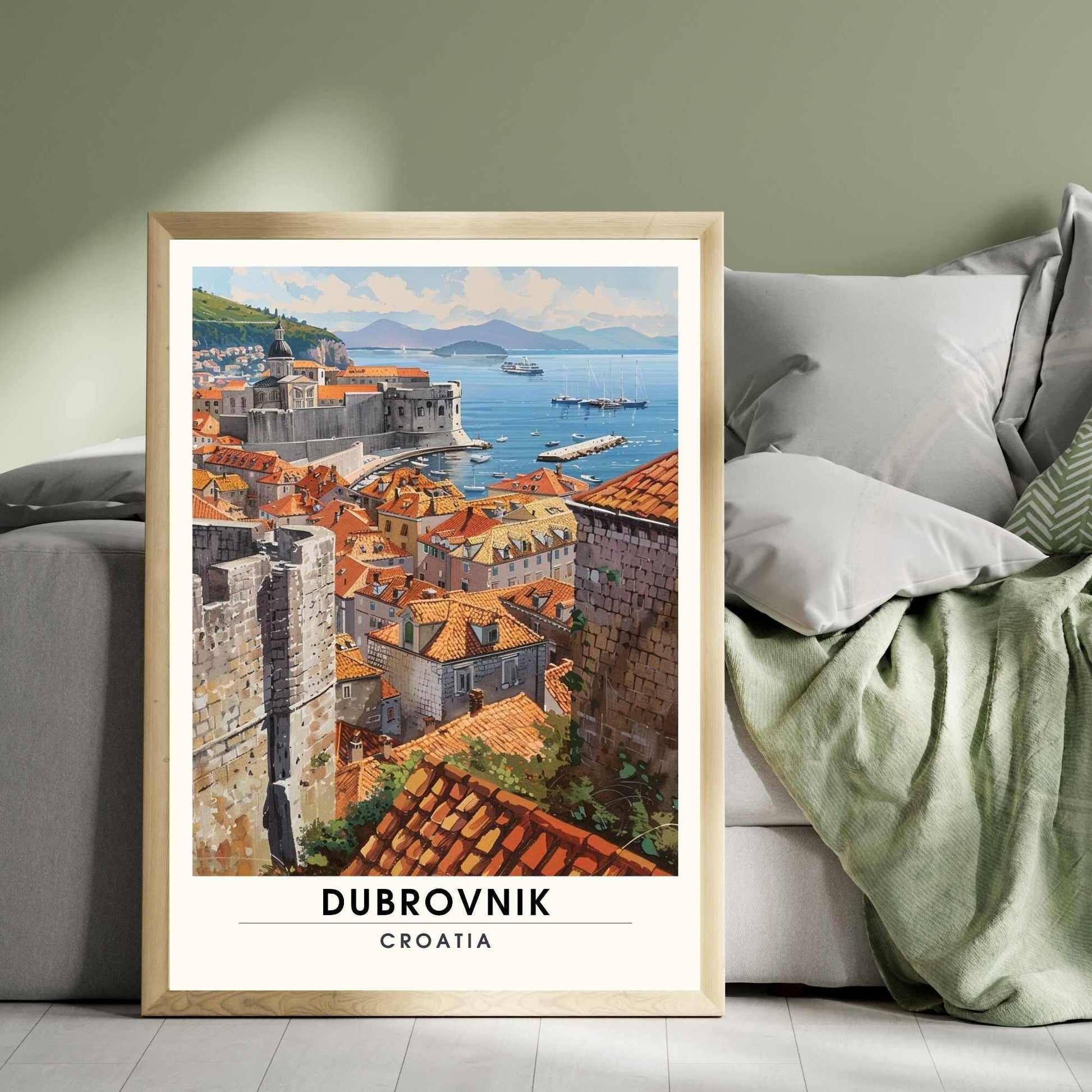 Affiche Dubrovnik, Croatie | Affiche e voyage Dubrovnik | Vue de ciel sur Dubrovnik