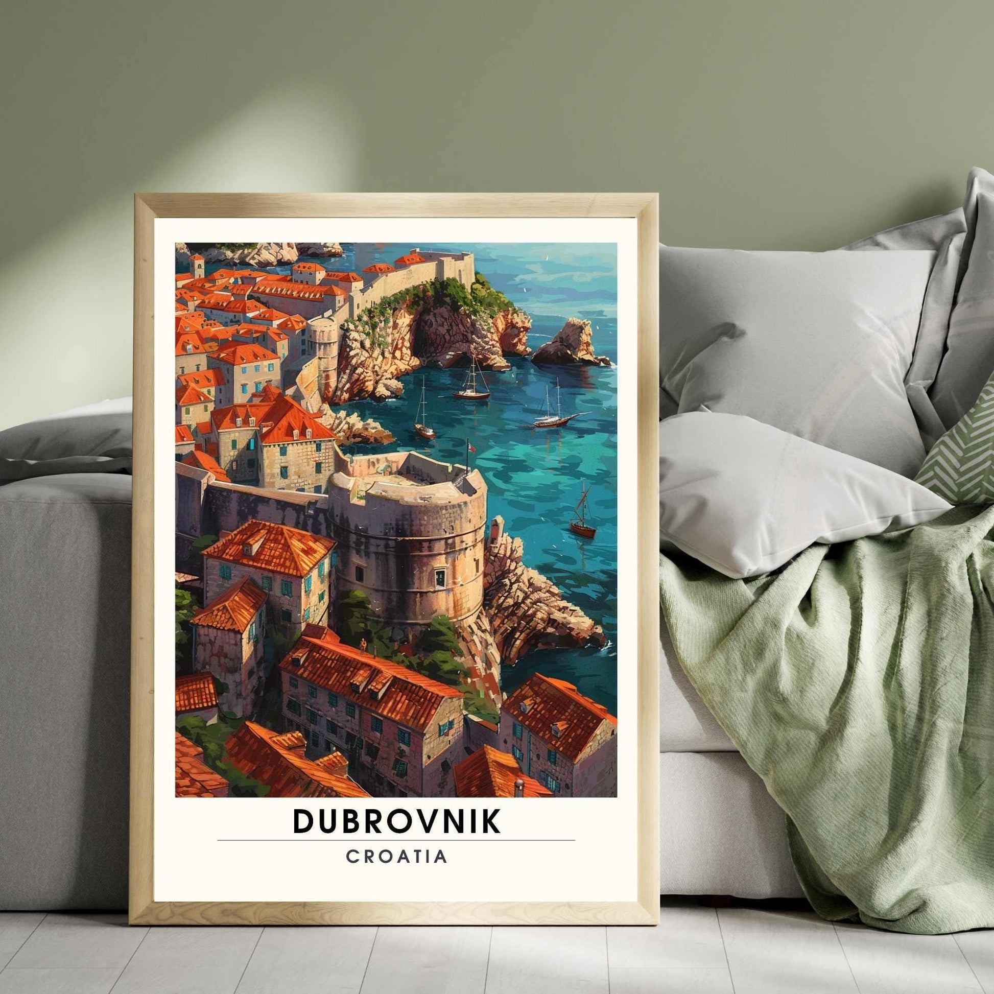 Affiche Dubrovnik, Croatie | Affiche e voyage Dubrovnik | Dubrovnik vue de ciel