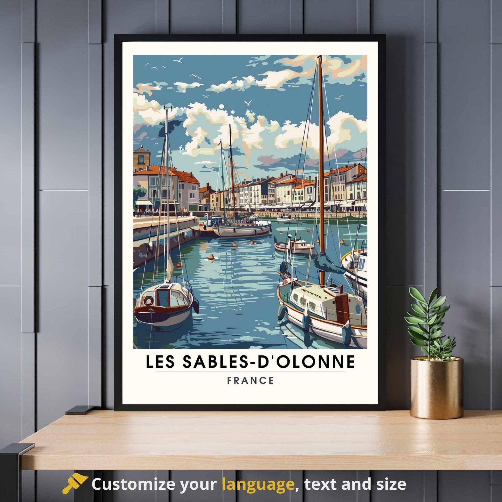 Affiche Les Sables-d'Olonne | Affiche de voyage Les Sables-d'Olonne, France - Vue sur le port