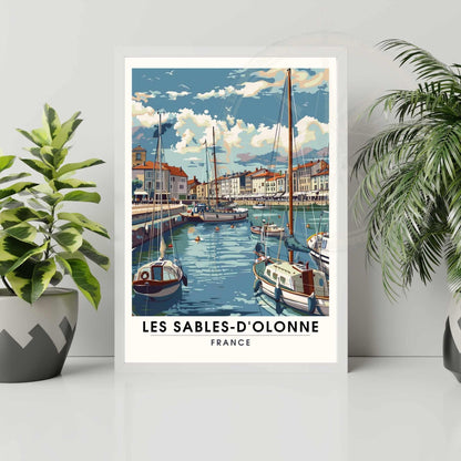 Affiche Les Sables-d'Olonne | Affiche de voyage Les Sables-d'Olonne, France - Vue sur le port