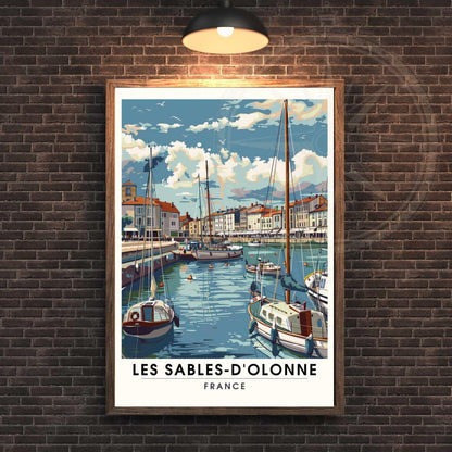 Affiche Les Sables-d'Olonne | Affiche de voyage Les Sables-d'Olonne, France - Vue sur le port