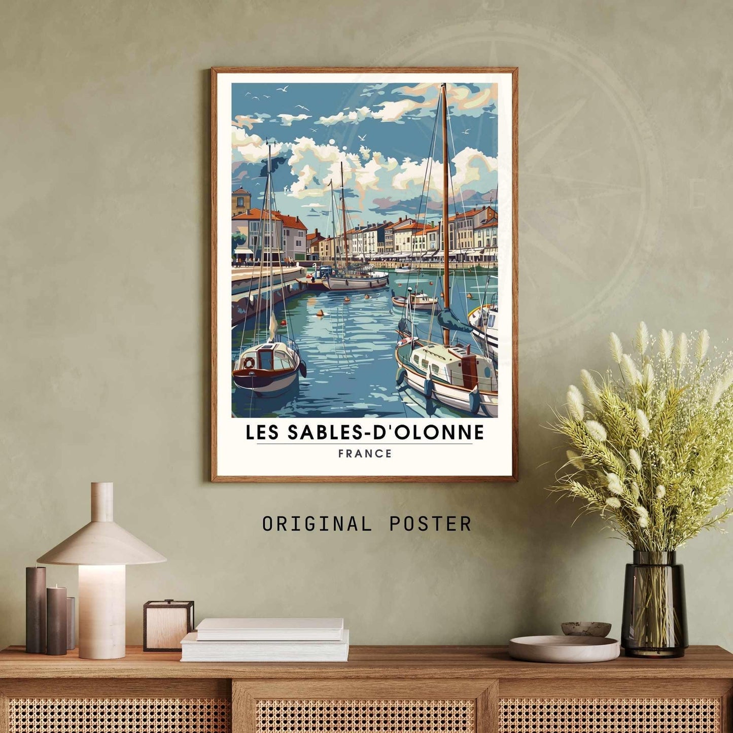 Affiche Les Sables-d'Olonne | Affiche de voyage Les Sables-d'Olonne, France - Vue sur le port