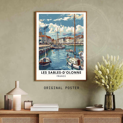 Affiche Les Sables-d'Olonne | Affiche de voyage Les Sables-d'Olonne, France - Vue sur le port