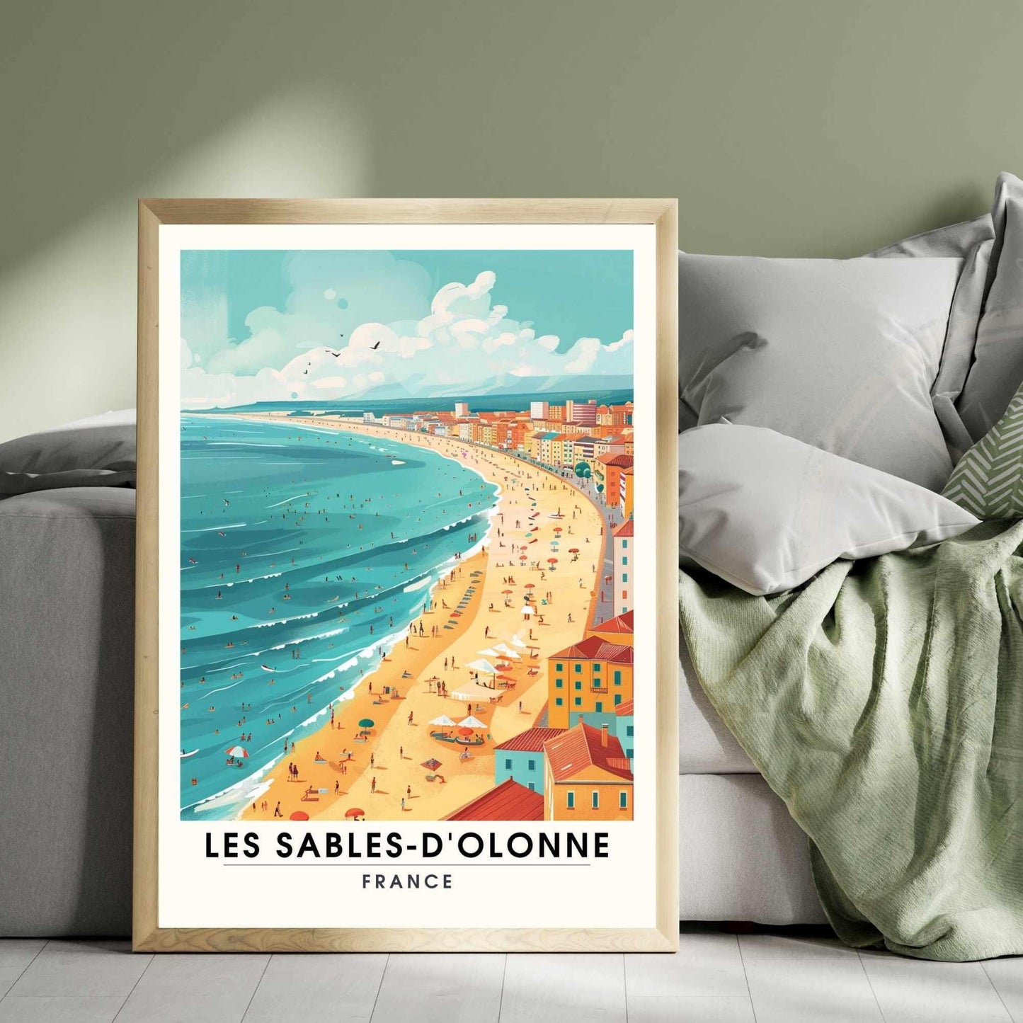 Affiche Les Sables-d'Olonne | Affiche de voyage Les Sables-d'Olonne, France - La plage vue de ciel