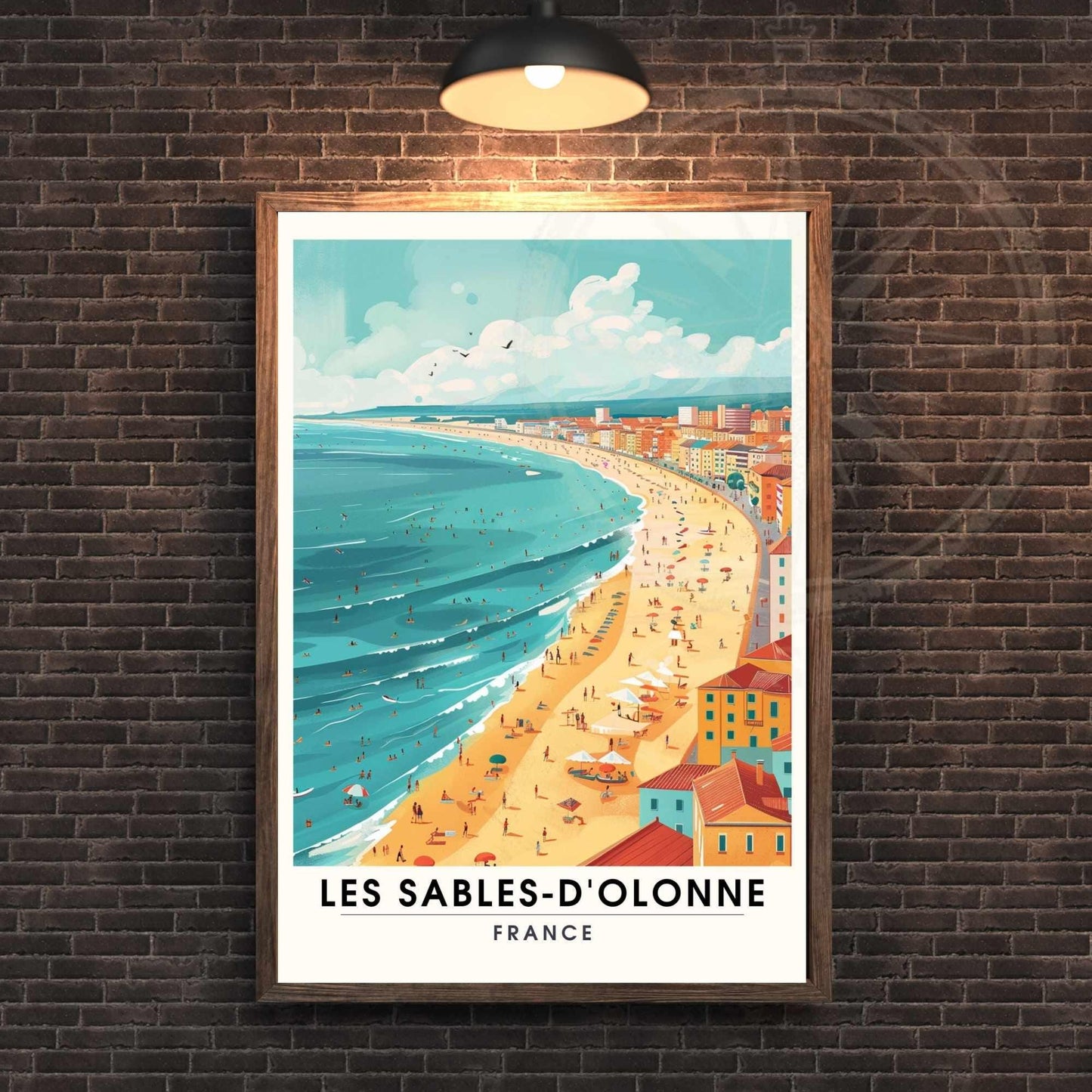 Affiche Les Sables-d'Olonne | Affiche de voyage Les Sables-d'Olonne, France - La plage vue de ciel