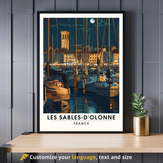 Affiche Les Sables-d'Olonne | Affiche de voyage Les Sables-d'Olonne, France - Voyage nocturne