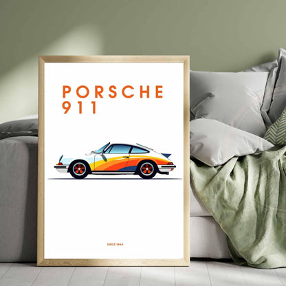 impression Porsche 911 | Affiche Porsche 911 | Impression voiture - Ton blanc