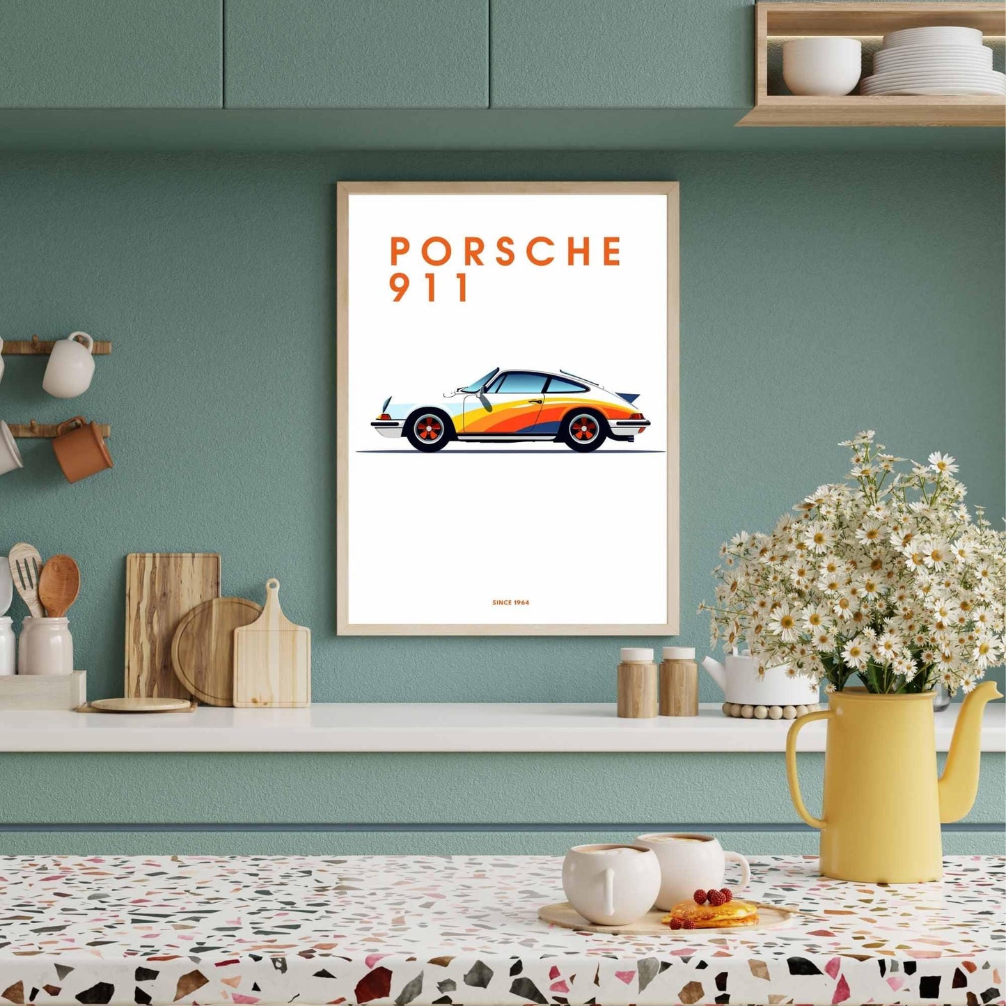 impression Porsche 911 | Affiche Porsche 911 | Impression voiture - Ton blanc