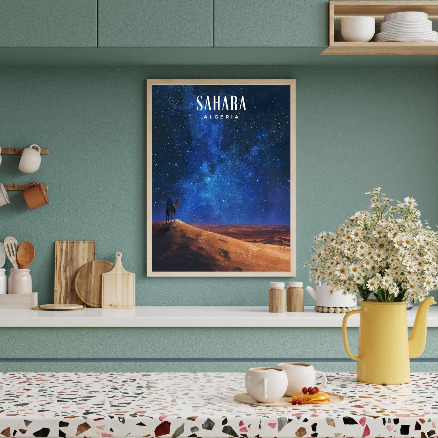 Affiche Sahara, Algérie | Affiche de voyage Algérie - une nuit dans le désert Algérien