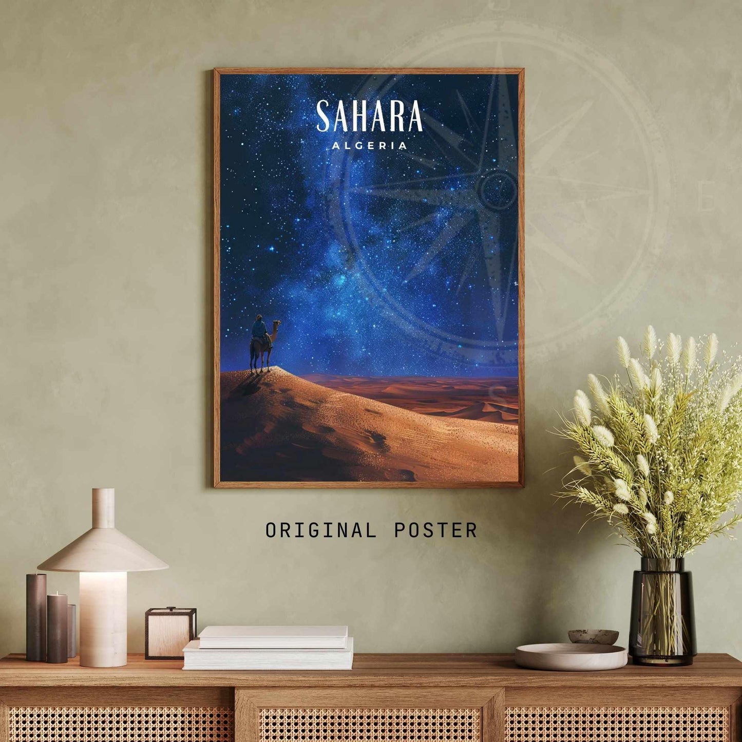 Affiche Sahara, Algérie | Affiche de voyage Algérie - une nuit dans le désert Algérien