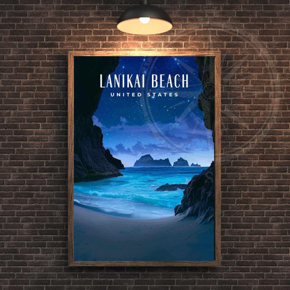 Affiche Lanikai Beach, Hawaï | Impression de voyage Lanikai Beach | Affiche Hawaï