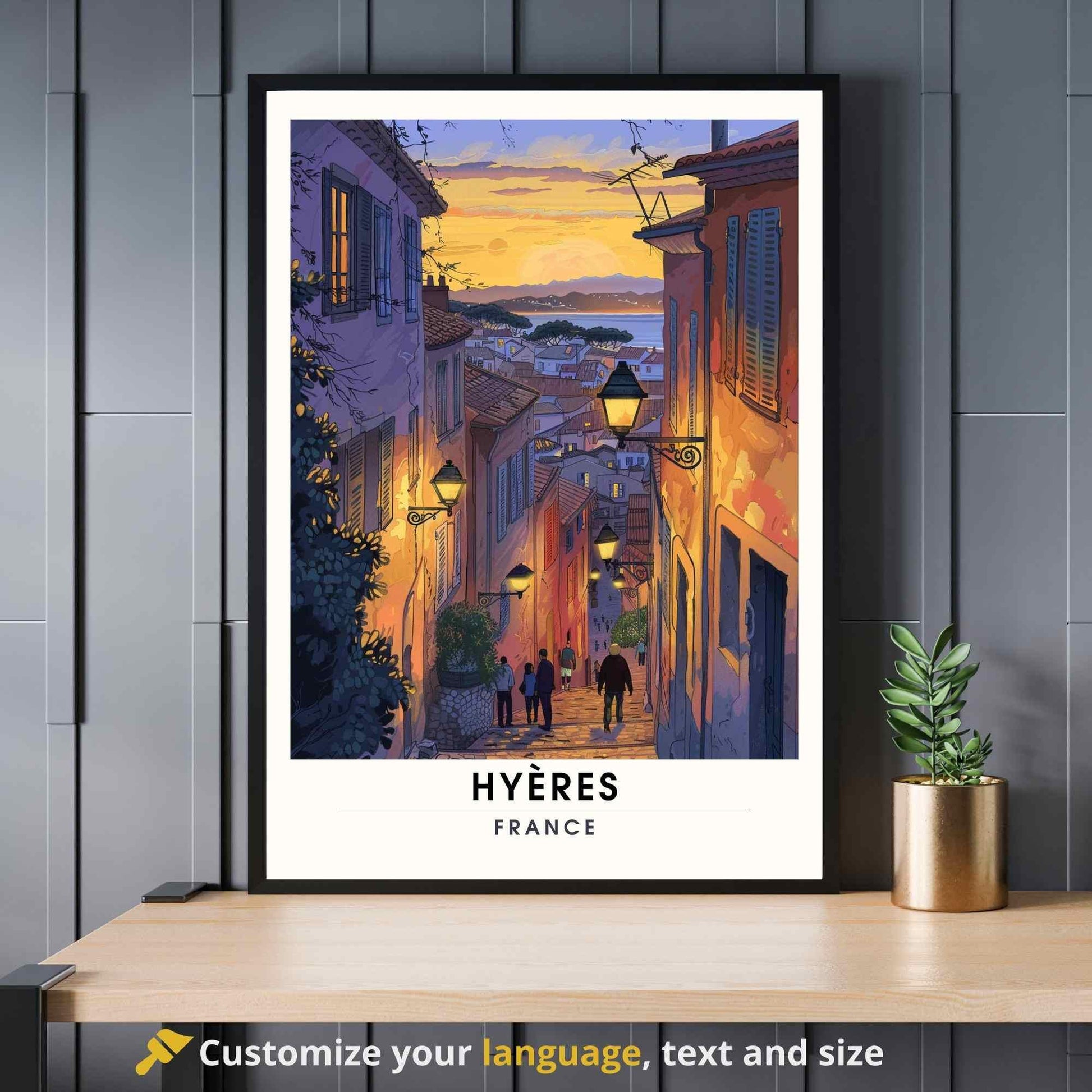 Affiche Hyères, France - Voyage nocturne dans les de Hyères