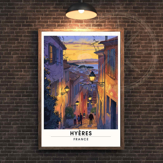 Affiche Hyères, France - Voyage nocturne dans les de Hyères